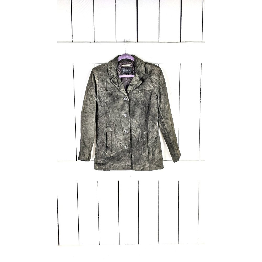 Vintage Express brown suede leather blazer jacket